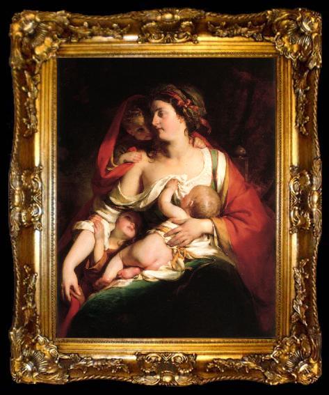 framed  Friedrich von Amerling Mutter und Kinder, ta009-2